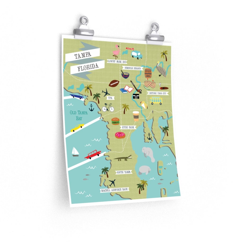Tampa Map Art Tampa Wall Decor Modern Map Illustration - Etsy Israel