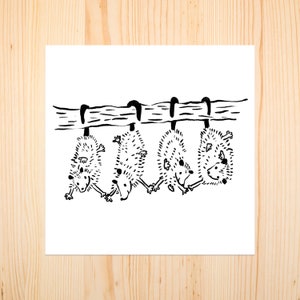 Opossum Art Print - Opossum Friendship Print, Possum Friends, Opossums High Five Wall Art, Opossums Hanging From Tree, Friendship Poster