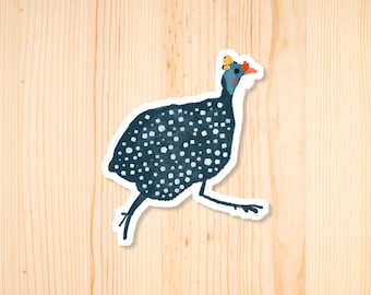 Colorful Running Bird Sticker, Chicken Sticker, Guinea Fowl Sticker, Laptop Sticker, Bicycle Sticker, Water Bottle Sticker, Quirky Gift