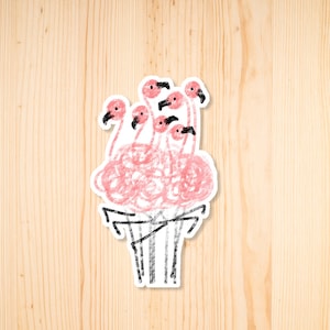 Flamingos Vinyl Sticker, Illustrated Birds, Laptop Decal