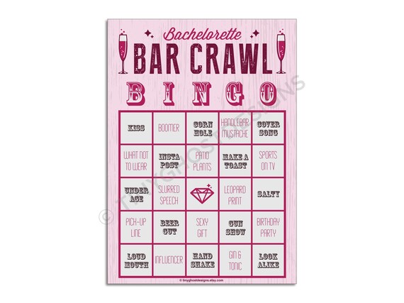 Bachelorette Bar Crawl Bingo New Edition 10 Card Digital Etsy 日本