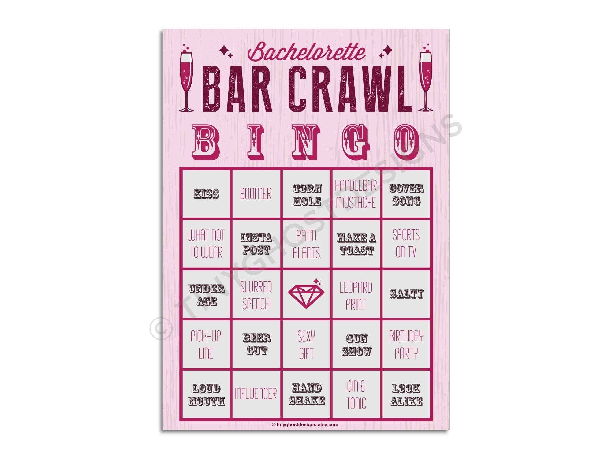 Bachelorette Bar Crawl Bingo New Edition 10card Digital Files Etsy