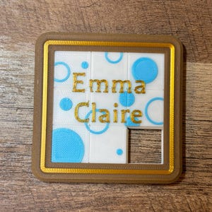 Personalized 3x3 Sliding Tile Puzzle, 3D Printed