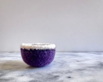 colorblock felted wool bowl - dark purple and gray ring bowl - air plant home - felt wool ring dish - spring