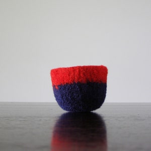 colorblock decorative bowl bright red and navy blue soft wool bowl soft ring holder air plant planter minimalist home decor image 2