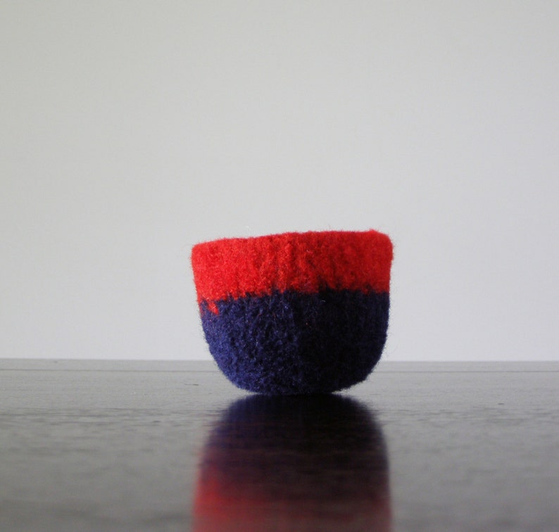 colorblock decorative bowl bright red and navy blue soft wool bowl soft ring holder air plant planter minimalist home decor image 2