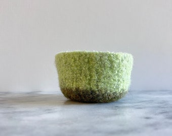 Felted Wool Bowl  -  Shades of green wool bowl - Ring Dish