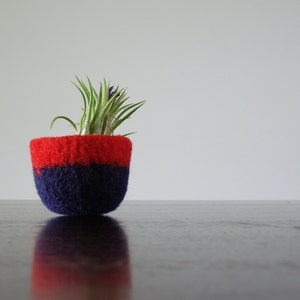 colorblock decorative bowl bright red and navy blue soft wool bowl soft ring holder air plant planter minimalist home decor image 1