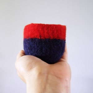 colorblock decorative bowl bright red and navy blue soft wool bowl soft ring holder air plant planter minimalist home decor image 4