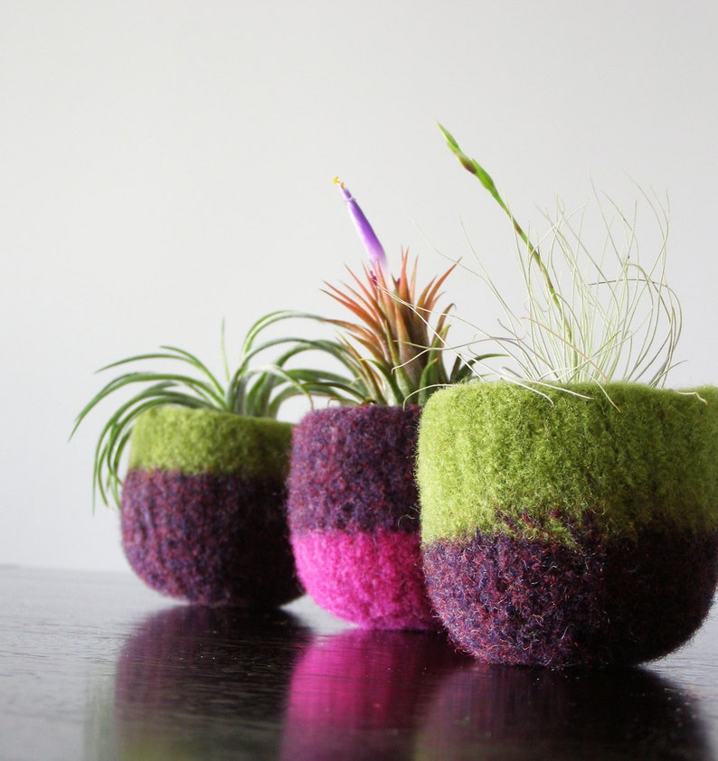 colorblock decorative bowl bright red and navy blue soft wool bowl soft ring holder air plant planter minimalist home decor image 5