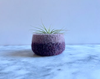 colorblock felted wool bowl in lavender and purple - air plant planter - ring bowl