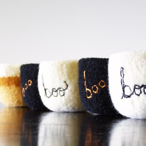 Halloween boo bowl -choose black or white - handmade felted wool bowl -  minimalist, simple decoration -  candy bowl