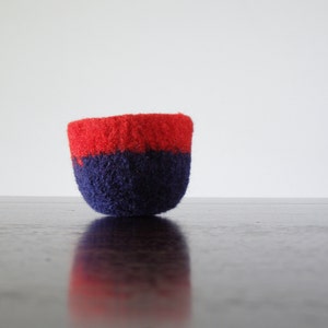 colorblock decorative bowl bright red and navy blue soft wool bowl soft ring holder air plant planter minimalist home decor image 3