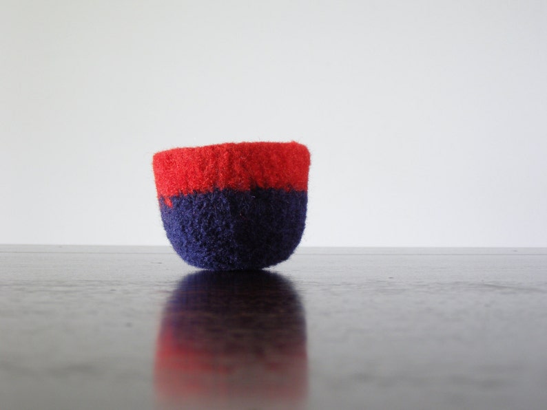 colorblock decorative bowl bright red and navy blue soft wool bowl soft ring holder air plant planter minimalist home decor image 3