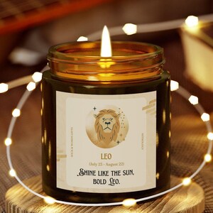 Personalisierte Leo Kerze - Shine Like the Sun - Bold Leo Sternzeichen Geschenk