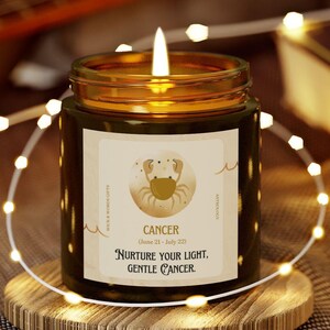 Custom Cancer Candle - Nurture Your Light - Personalized Zodiac Gift for Cancer