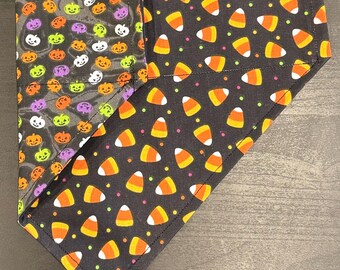 Pumpkins and Candy Corn over the collar bandana