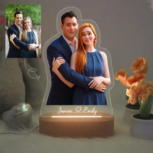 Personalised Pixar Style Photo Acrylic Night Light, Custom Pet Cartoon Animation, Cartoon Family Portrait, Gift for Couple, Christmas Gifts