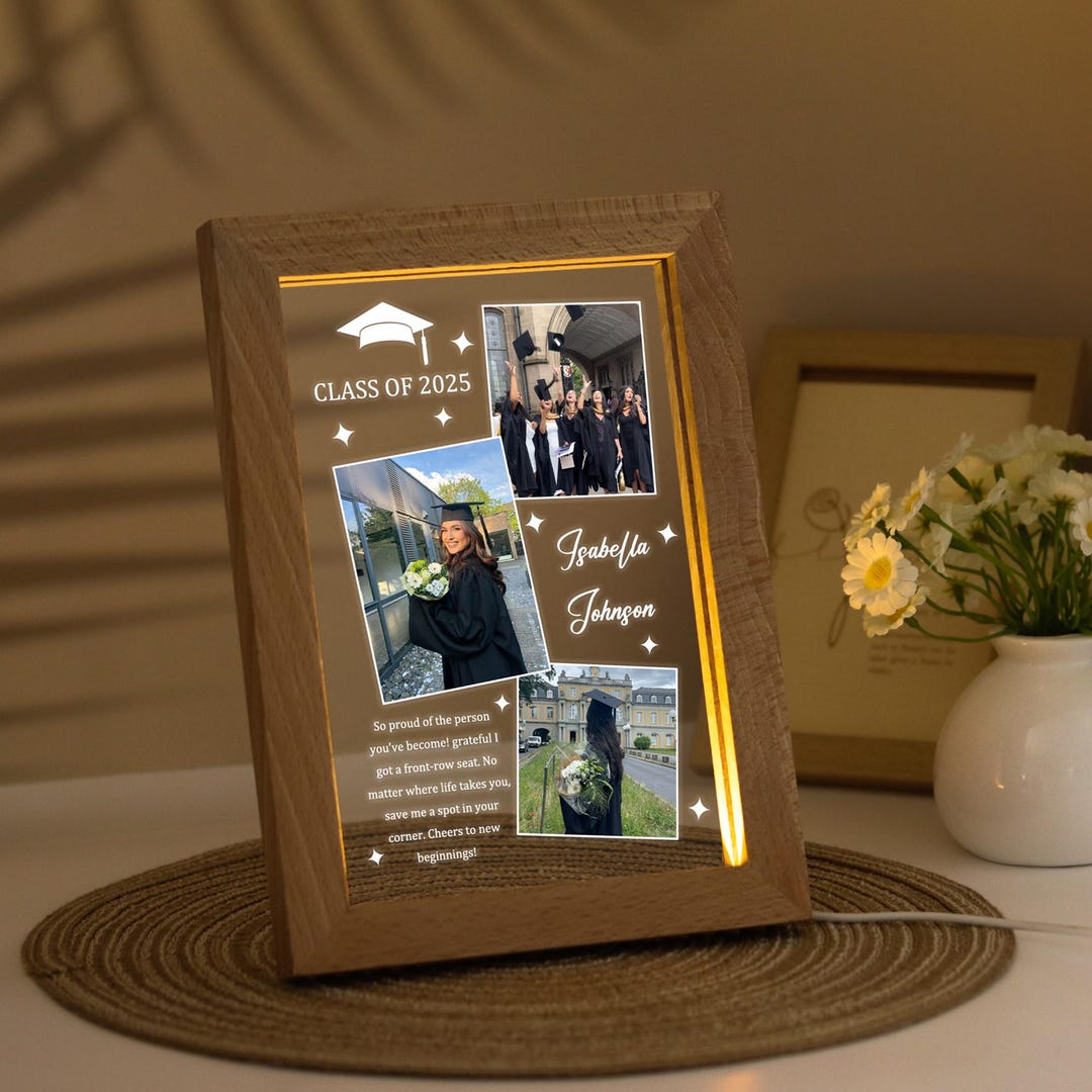 Graduete Frame Personalized Acrylic Photo Collage Frame Night Light, Custom Graduates ...