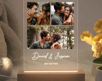 Personalized Photo Night Light, Photo Collage LED Light, Custom Photo Lamp, Anniversary Gift for couple, Birthday Gift For Firends Couple
