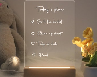 Personalized Acrylic Note Desk Lamp, Reusable Acrylic Dry Erase Board With Lamp, Desktop To Do List, Office Decor, Kids Painting LED light
