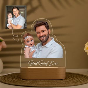 Personalised Pixar Style Photo Acrylic Night Light, Custom Cartoon Dad Animation, Cartoon Family Portrait, Gift for Dad, Father's Day Gifts