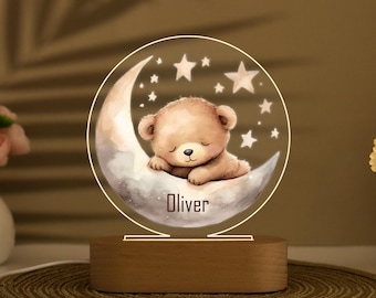 Custom Teddy Bear Night Light with Name, Personalized Night Light for Kids Room, Nursery Night Light, Girls Night Light, Boys Night Light
