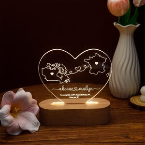 Benutzerdefinierte Zwei Karte Nachtlicht, Fern Beziehung Lampe, Geschenk zum Ausgehen, Jubiläumsgeschenk, Geschenk für Paar, immer unter dem gleichen Himmel