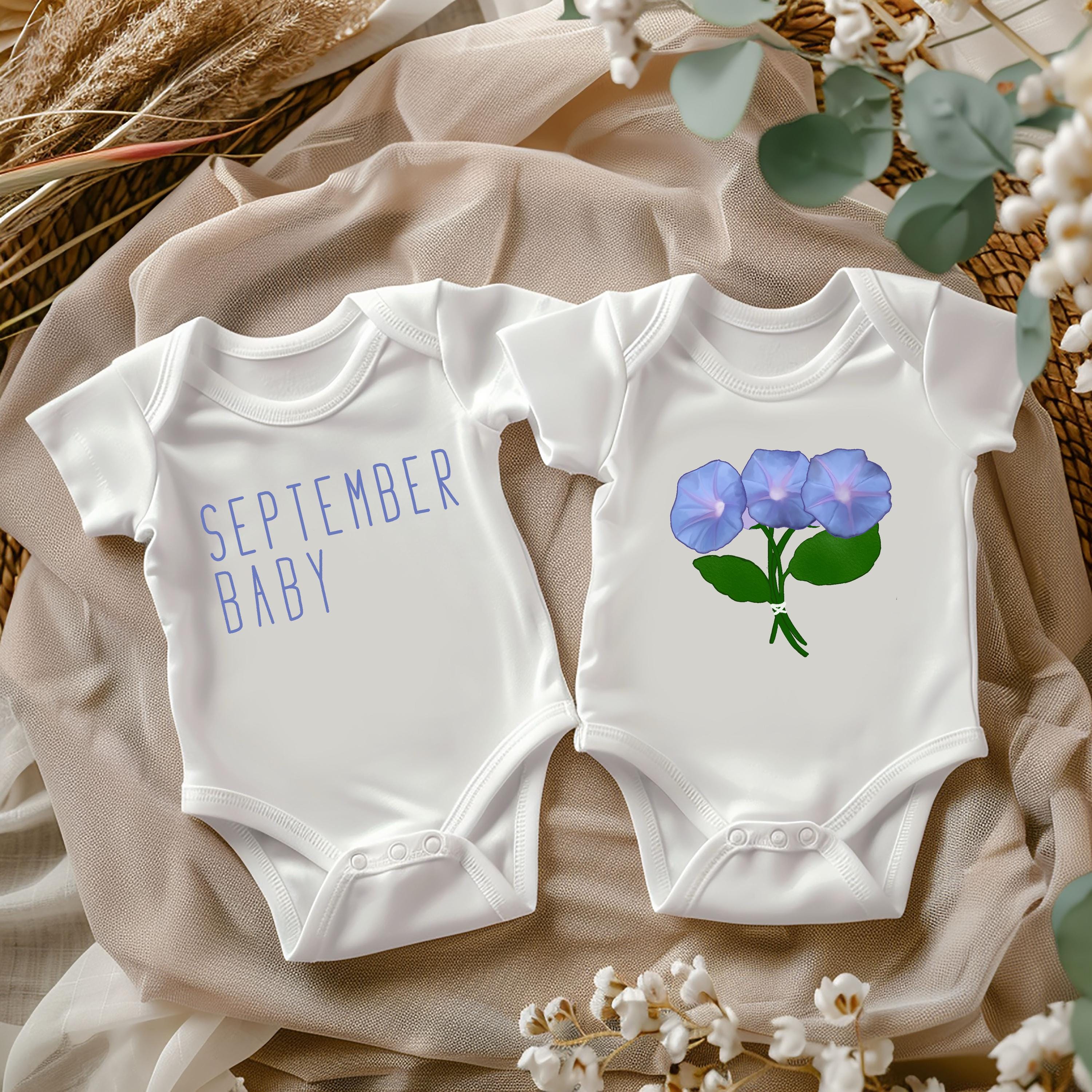 September Baby Outfit Twin Set Morning Glory Birth Flower September Baby Design Cotton Newborn Coming Home Set Baby Shower Gift Etsy