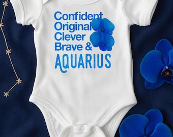 Aquarius Baby Bodysuit: 100% Cotton Astrology Outfit