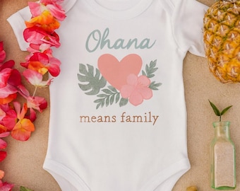 Ohana Means Family-babyromper: zachte outfit van Hawaiiaans katoen (pasgeboren peuter)