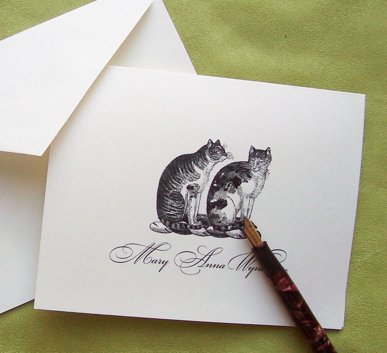 Personalized Cats Notecards, Cat Stationery Monogrammed, Kitties Note ...