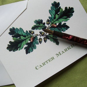 Personalized Notecards, Oakleaf Acorn Stationery, Wedding Engagement Gift, Garden, Monogrammed Note Cards 10, Thank You Mountain Lodge Cabin