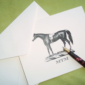 Equestrian Horse Personalized Note Cards, Horse Stationery Notecards, 10 Derby Monogrammed English Saddle Hunt Riding Stationery, HappyHound image 1