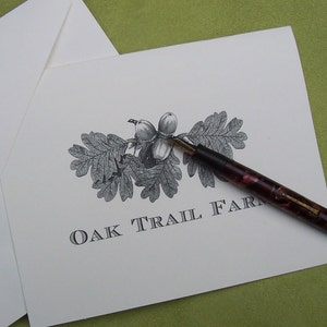 Oakleaf Acorn Personalized Notecards Vintage Inspired Oak Leaves Note Cards Gift Woodland Forest Stationery monogram Set 10 Mountain Cabin