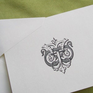 Personalized Notecards, Intertwined Initials Note Cards, Custom Monogram Stationery, Wedding, Monogrammed Victorian Vintage