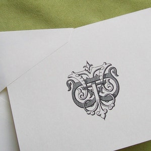 Personalized Notecards, Intertwined Initials Note Cards, Custom Antique Monogram Stationery, Wedding, Monogrammed Victorian Vintage /set 10