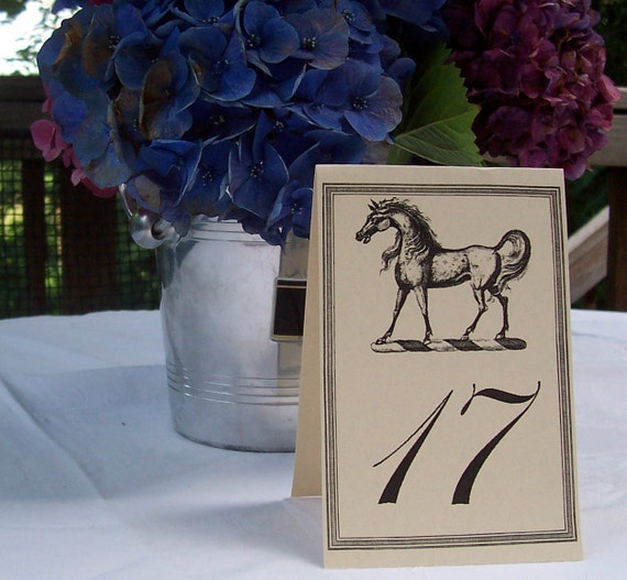 Equestrian 3 Horse Wedding Table Number Large Card In Kraft Or Etsy