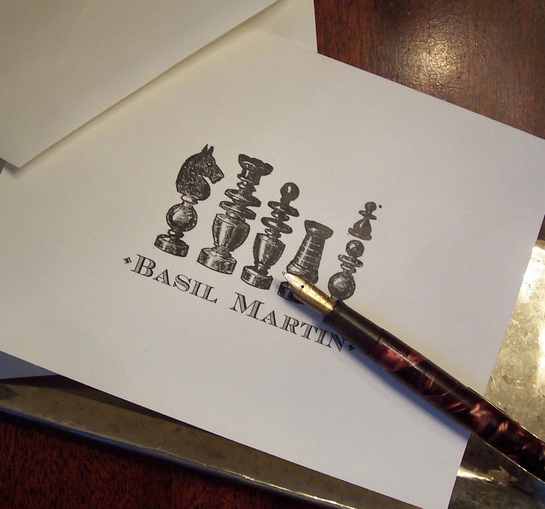 Personalized Chess Notecards, Monogrammed Game Note Cards, Men's Knight ...