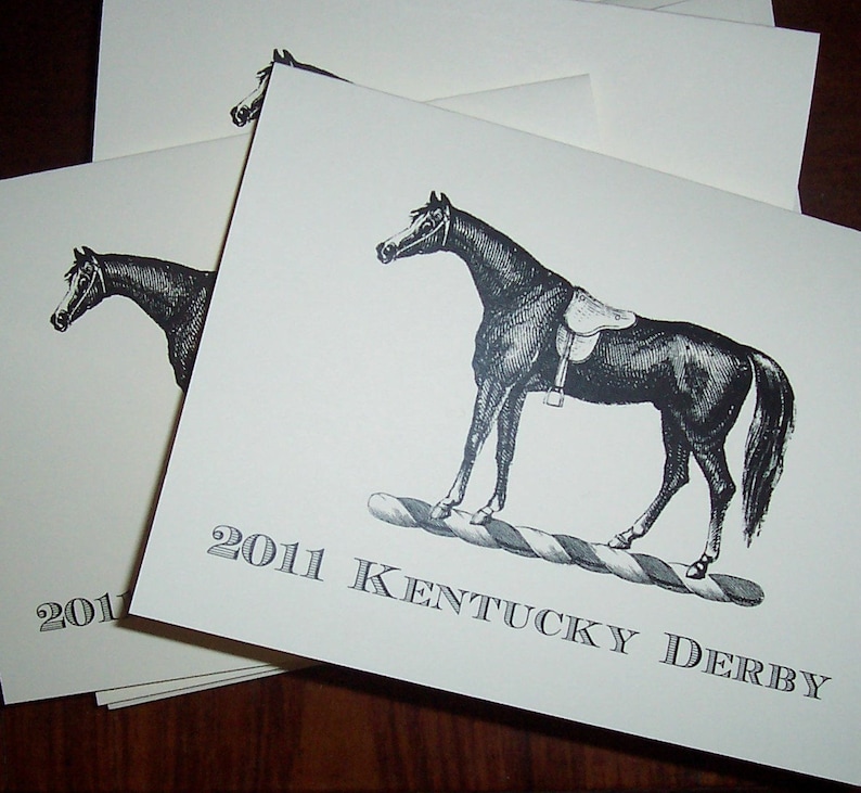 Equestrian Horse Personalized Note Cards, Horse Stationery Notecards, 10 Derby Monogrammed English Saddle Hunt Riding Stationery, HappyHound image 2