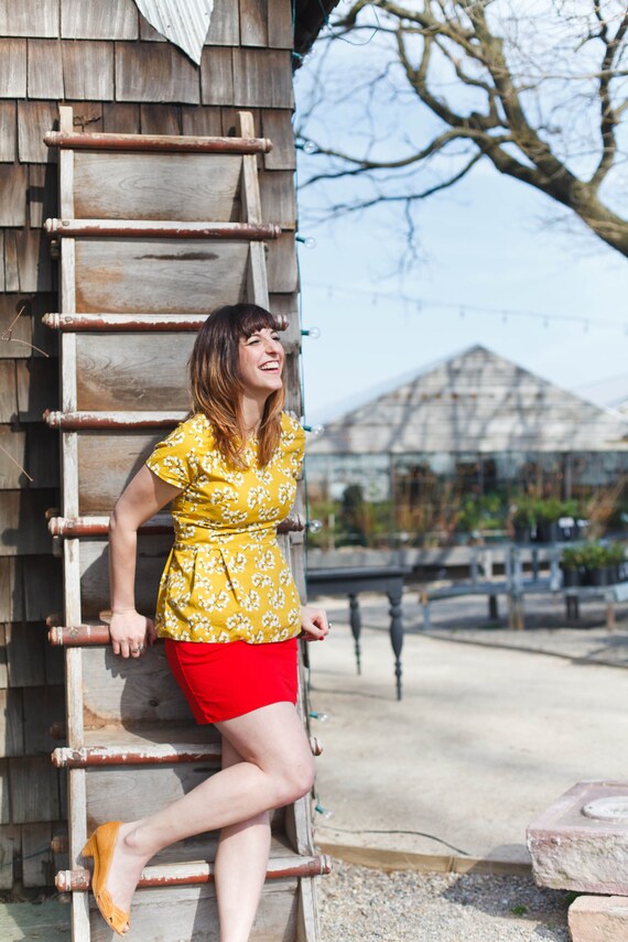 mustard yellow peplum top