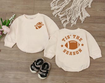 Personalized Football Baby Romper, Custom Name and Number Game Day Baby Bodysuit, Gameday Outfit, Baby Clothes, Football Baby Shower Gift