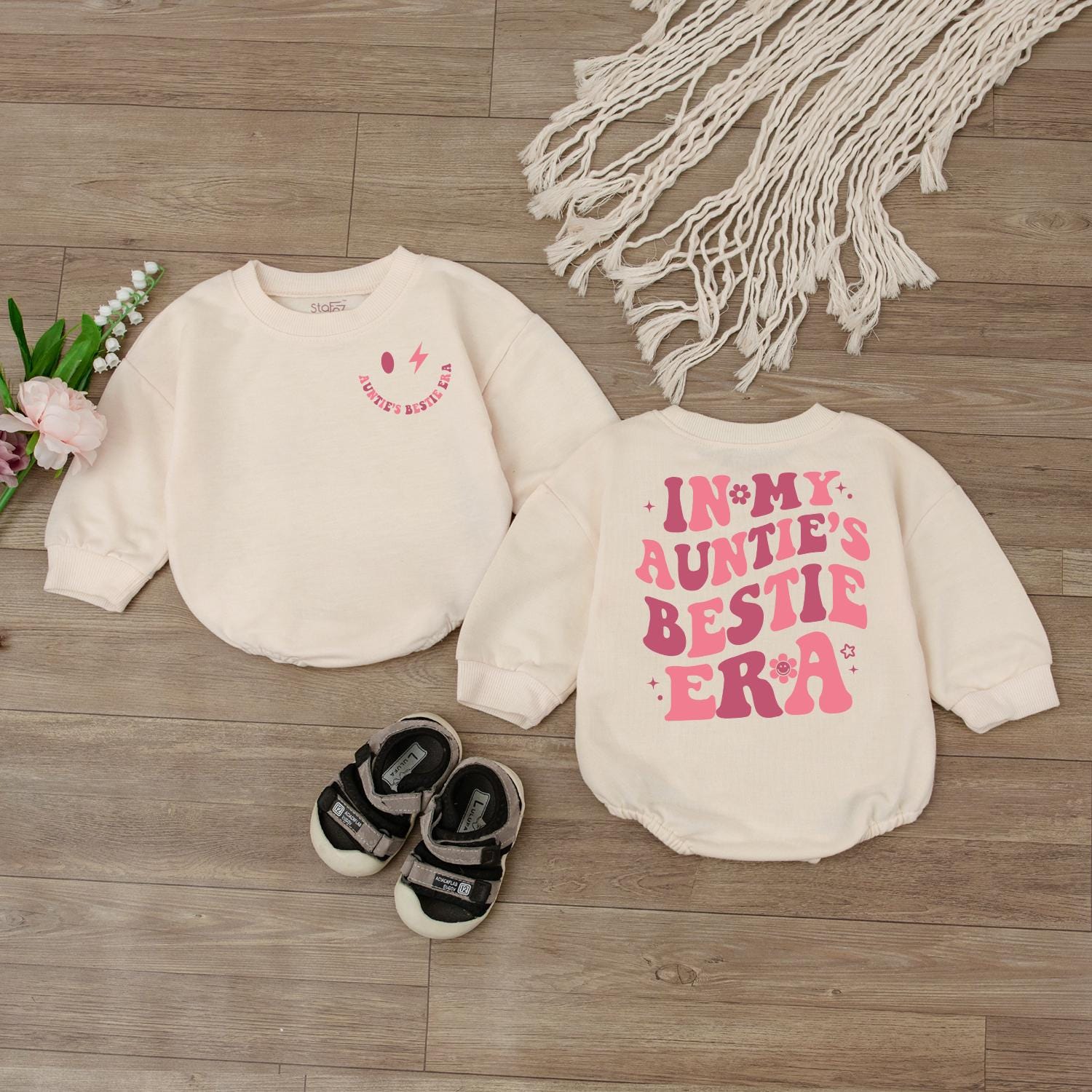 In My Auntie's Bestie Era Baby Romper, Newborn Bodysuit, Baby Shower Gift, Gift For Girl for Aunt Shirt, Pregnancy Announcement Baby Outfit