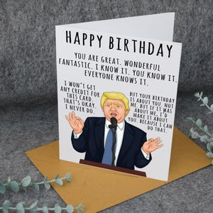 Sarcastic Trump Cartoon Birthday Card | Funny Trump Parody Greeting | Humorous Political Birthday Card | Funny Birthday Card For Friend