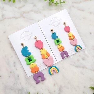 Lucky Charms Marshmallow Clay Dangle Earrings | Cute St. Patrick&#39;s Day Earring | Fun Green Lucky Clover St Patty&#39;s Food Jewelry | Handmade