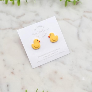 Gummiente Ton Ohrstecker | Netter Spaß schrulliger Neuheit-Aussage Schmuck | Quietscheentchen Liebhaber Geschenk | Handgefertigt
