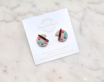 Artist Paint Palette Clay Stud Earrings | Cute Back to School Earrings | Fun Teacher Appreciation Gift | Art Painting Jewelry | Handmade
