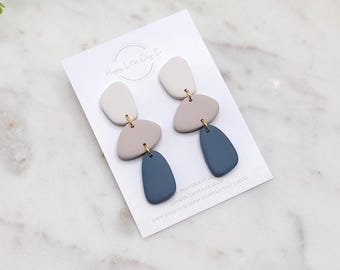 Pendientes colgantes de guijarros orgánicos / Pendientes artesanales de arcilla polimérica / Pendientes neutros / Pendientes bohemios / Joyería moderna, ligera y llamativa