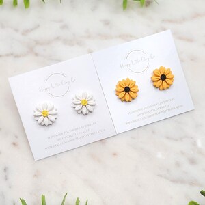Double Sunflower Clay Stud Earrings | Cute Spring Summer Earrings | Fun Flower Floral Jewelry | Colorful Bold Statement Earrings | Handmade