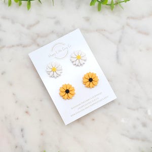2-PACK | Double Sunflower Clay Stud Earrings | Cute Spring Summer Earrings | Fun Floral Jewelry | Colorful Bold Statement Earring | Handmade